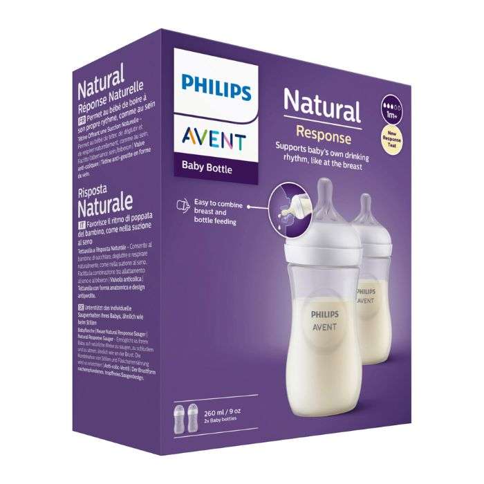 AVENT NATURAL RESPONSE PACK 2 BIBERONS 1MOIS+ 260ML AVENT NATURAL RESPONSE PACK 2 BIBERONS 1MOIS+ 260ML