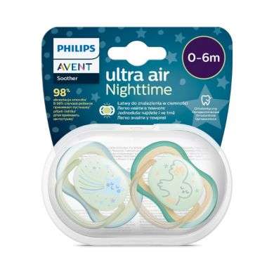 AVENT SUCETTE ULTRA AIR NUIT 0-6 MOIS PACK DE 2 AVENT SUCETTE ULTRA AIR NUIT 0-6 MOIS PACK DE 2