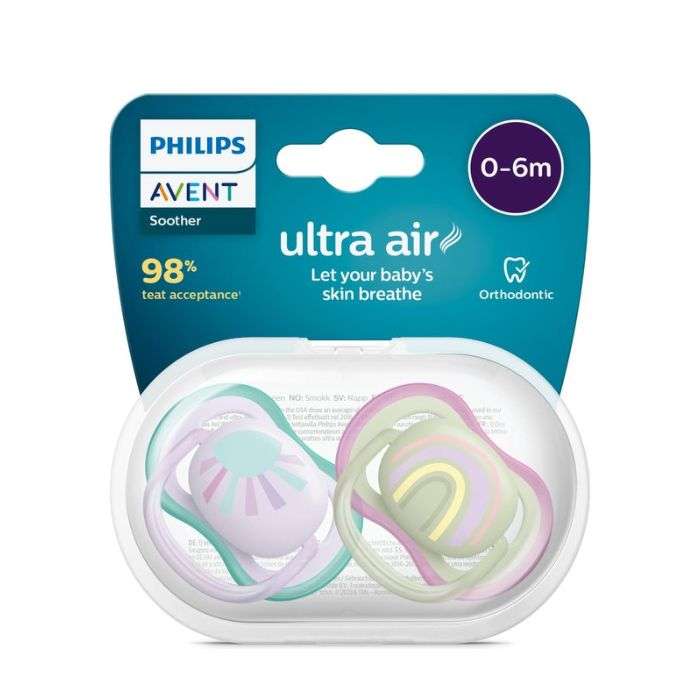 AVENT SUCETTE ULTRA AIR 0-6 MOIS PACK DE 2 ORTHODONTIC AVENT SUCETTE ULTRA AIR 0-6 MOIS PACK DE 2 ORTHODONTIC