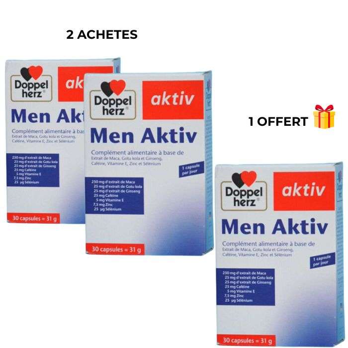 DOPPELHERZ MEN ACTIV 30 CAPSULES 2 ACHETES 1 OFFERT DOPPELHERZ MEN ACTIV 30 CAPSULES 2 ACHETES 1 OFFERT