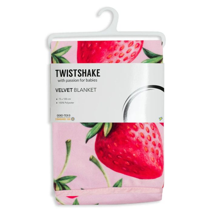TWISTSHAKE COUVERTURE 75X100 CM EN VELOURS MOTIFS FRAISE