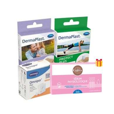 HARTMANN MINI KIT DERMAPLAST SOFT 10 UNITES + PROTECT PLUS 20 UNITES + OMNIPOR + GIFRER BOITE DE 5 SERUM PHYSIOLOGIQUE OFFERT HARTMANN MINI KIT DERMAPLAST SOFT 10 UNITES + PROTECT PLUS 20 UNITES + OMNIPOR + GIFRER BOITE DE 5 SERUM PHYSIOLOGIQUE OFFERT
