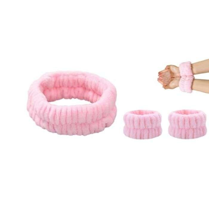 ENSEMBLE BANDEAU DE TETE ET POIGNET ROSE ENSEMBLE BANDEAU DE TETE ET POIGNET ROSE