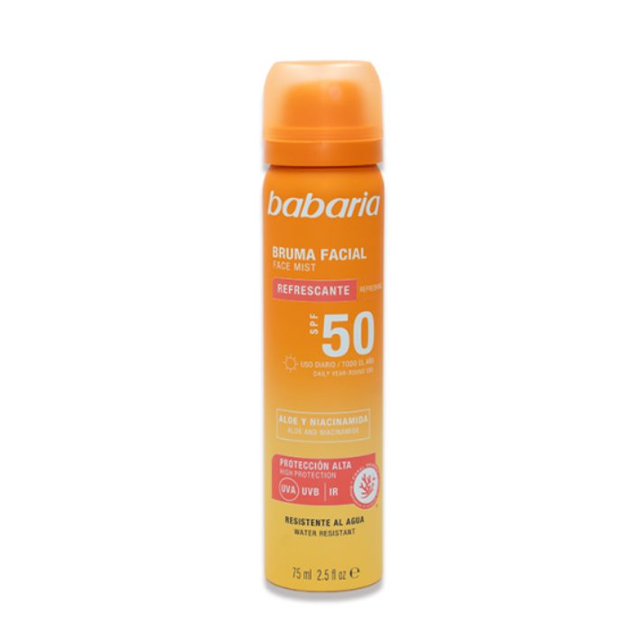 BABARIA BRUME FACIALE RAFRAICHISSANTE SPF 50 75 ML BABARIA BRUME FACIALE RAFRAICHISSANTE SPF 50 75 ML