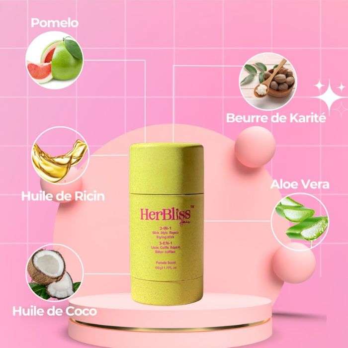 HERBLISS 3 EN 1 BATON COIFFANT 50 G + 2 BROSSES