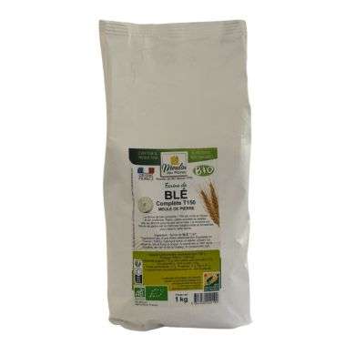MOULIN DES MOINES FARINE DE BLE COMPLETE T150 MEULE DE PIERRE 1KG MOULIN DES MOINES FARINE DE BLE COMPLETE T150 MEULE DE PIERRE 1KG