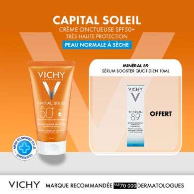 VICHY CAPITAL SOLEIL CREME ONCTUEUSE PEAU NORMALE A SECHE SPF 50+ -50 ML  VICHY CAPITAL SOLEIL CREME ONCTUEUSE PEAU NORMALE A SECHE SPF 50+ -50 ML