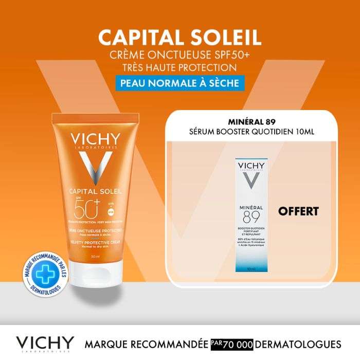 VICHY CAPITAL SOLEIL CREME ONCTUEUSE PEAU NORMALE A SECHE SPF 50+ -50 ML  VICHY CAPITAL SOLEIL CREME ONCTUEUSE PEAU NORMALE A SECHE SPF 50+ -50 ML