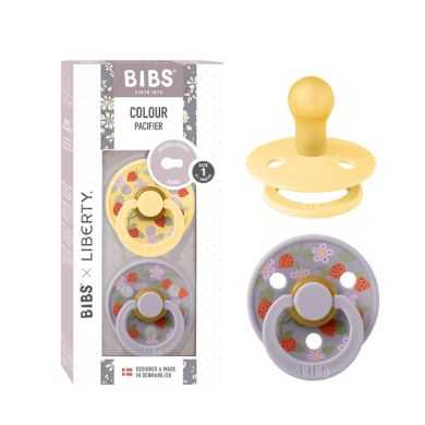 BIBS X LIBERTY COLOUR NATURAL RUBBER SUCETTE RONDE PACK DE 2 CREME ET FRAISE 0MOIS+ BIBS X LIBERTY COLOUR NATURAL RUBBER SUCETTE RONDE PACK DE 2 CREME ET FRAISE 0MOIS+