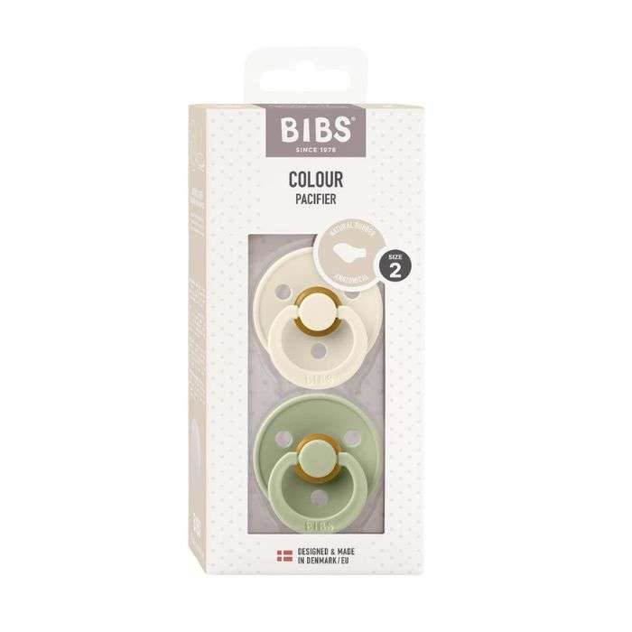 BIBS COLOUR PACIFIER SUCETTE ANATOMICAL IVOIRE ET SAUGE 6 MOIS+