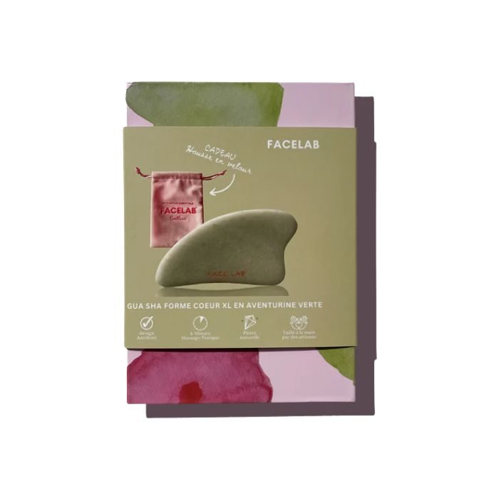 FACELAB GUA SHA FORME COEUR XL EN AVENTURINE VERTE FACELAB GUA SHA FORME COEUR XL EN AVENTURINE VERTE