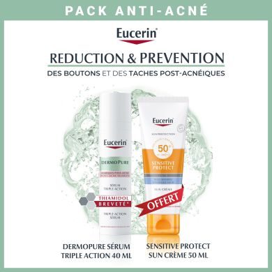 EUCERIN PACK DERMOPURE SERUM TRIPLE ACTION 40 ML + SENSITIVE PROTECT ECRAN 50ML OFFERT  EUCERIN PACK DERMOPURE SERUM TRIPLE ACTION 40 ML + SENSITIVE PROTECT ECRAN 50ML OFFERT