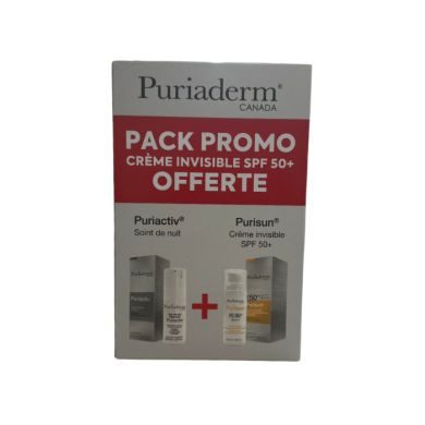PURIADERM PACK PURIACTIV SOIN DE NUIT ECLAIRCISSANT INTENSE 30 ML + PURISUN CREME SOLAIRE INVISIBLE 50ML OFFERT PURIADERM PACK PURIACTIV SOIN DE NUIT ECLAIRCISSANT INTENSE 30 ML + PURISUN CREME SOLAIRE INVISIBLE 50ML OFFERT