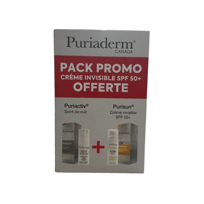 PURIADERM PACK PURIACTIV SOIN DE NUIT ECLAIRCISSANT INTENSE 30 ML + PURISUN CREME SOLAIRE INVISIBLE 50ML OFFERT PURIADERM PACK PURIACTIV SOIN DE NUIT ECLAIRCISSANT INTENSE 30 ML + PURISUN CREME SOLAIRE INVISIBLE 50ML OFFERT