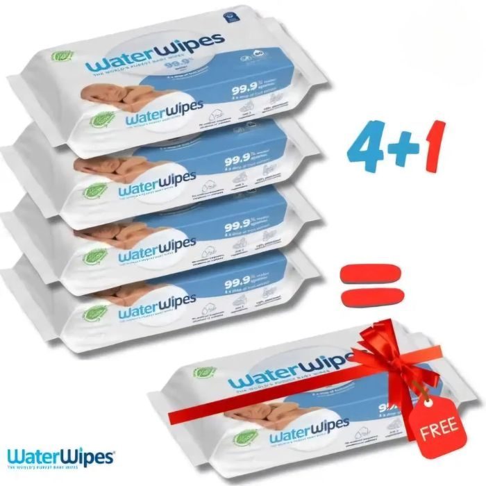 WATERWIPES PACK LINGETTES BEBE PACK DE 4+1 X 60 WATERWIPES PACK LINGETTES BEBE PACK DE 4+1 X 60