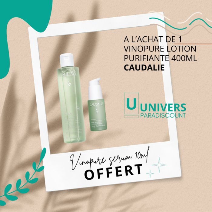 CAUDALIE OFFRE VINOPURE LOTION PURIFIANTE 400 ML + VINOPURE SERUM SALISYLIQUE 10ML OFFERT CAUDALIE OFFRE VINOPURE LOTION PURIFIANTE 400 ML + VINOPURE SERUM SALISYLIQUE 10ML OFFERT