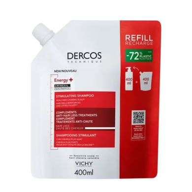 VICHY DERCOS RECHARGE TECHNIQUE ENERGY+ + SHAMPOOING STIMULANT ANTI CHUTE 400ML VICHY DERCOS RECHARGE TECHNIQUE ENERGY+ + SHAMPOOING STIMULANT ANTI CHUTE 400ML