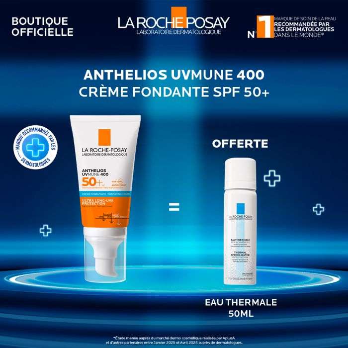 LA ROCHE POSAY OFFRE ANTHELIOS UVMUNE 400 CREME HYDRATANTE SPF 50+ INVISIBLE 50 ML + EAU THERMALE 50ML OFFERT