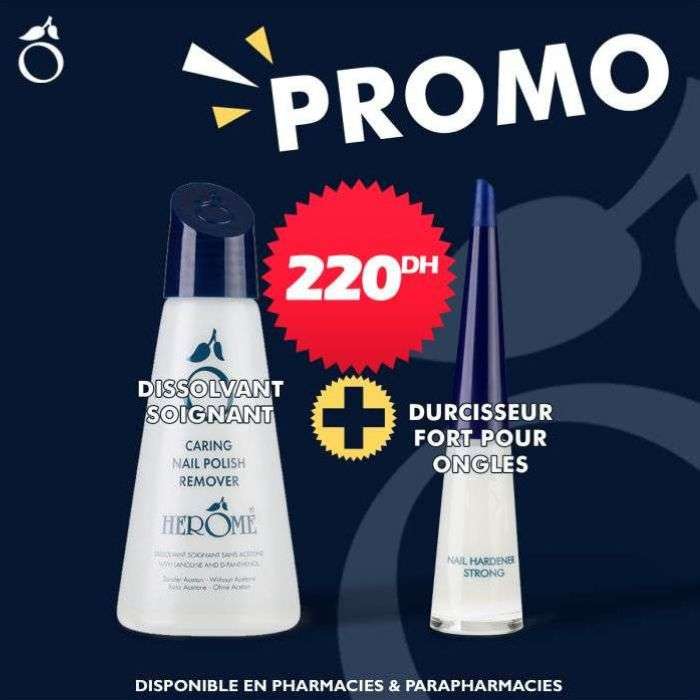 HEROME OFFRE DISSOLVANT SOIGNANT 120ML + DURCISSEUR FORT POUR ONGLES 10ML HEROME OFFRE DISSOLVANT SOIGNANT 120ML + DURCISSEUR FORT POUR ONGLES 10ML