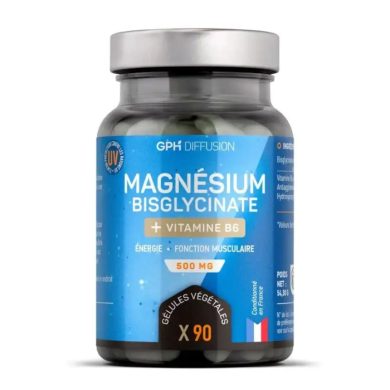 GPH MAGNESIUM BISGLYCINATE + VITAMINE B6 500 MG 90 GELULES GPH MAGNESIUM BISGLYCINATE + VITAMINE B6 500 MG 90 GELULES