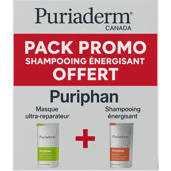 PURIADERM PACK PURIPHAN MASQUE ULTRA REPARATEUR 200ML + SHAMPOING HYDRATANT INTENSE 200ML OFFERT  PURIADERM PACK PURIPHAN MASQUE ULTRA REPARATEUR 200ML + SHAMPOING HYDRATANT INTENSE 200ML OFFERT
