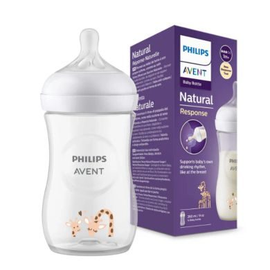 AVENT BIBERON NATURAL RESPONSE 260 ML 1M+MOTIF GIRAFE AVENT BIBERON NATURAL RESPONSE 260 ML 1M+MOTIF GIRAFE