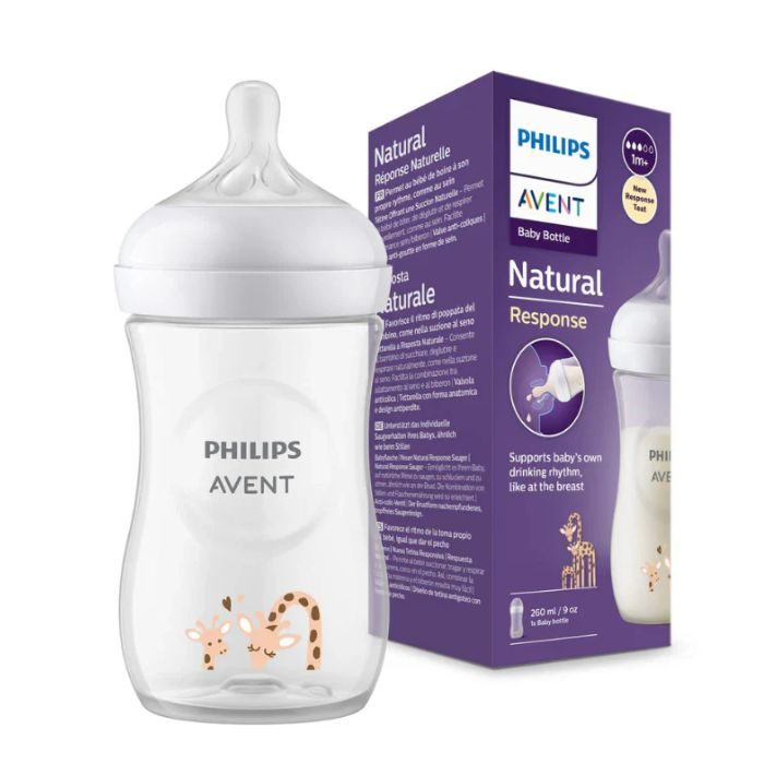AVENT BIBERON NATURAL RESPONSE 260 ML 1M+MOTIF GIRAFE AVENT BIBERON NATURAL RESPONSE 260 ML 1M+MOTIF GIRAFE