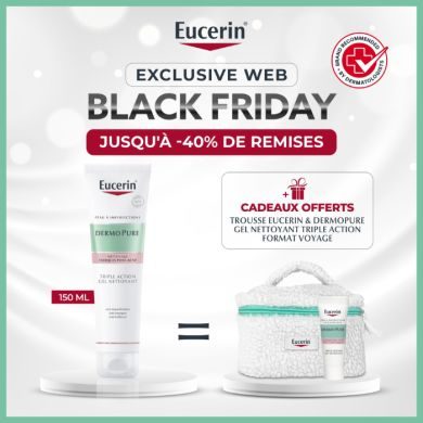 EUCERIN OFFRE WEB DERMOPURE GEL NETTOYANT TRIPLE ACTION 150 ML + TROUSSE + DERMOPURE FORMAT VOYAGE OFFERTS