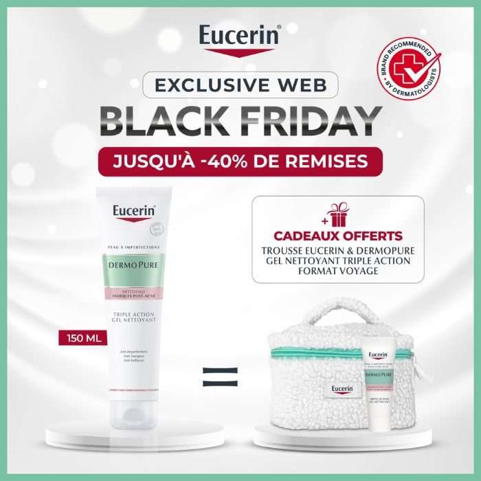 EUCERIN OFFRE WEB DERMOPURE GEL NETTOYANT TRIPLE ACTION 150 ML + TROUSSE + DERMOPURE FORMAT VOYAGE OFFERTS