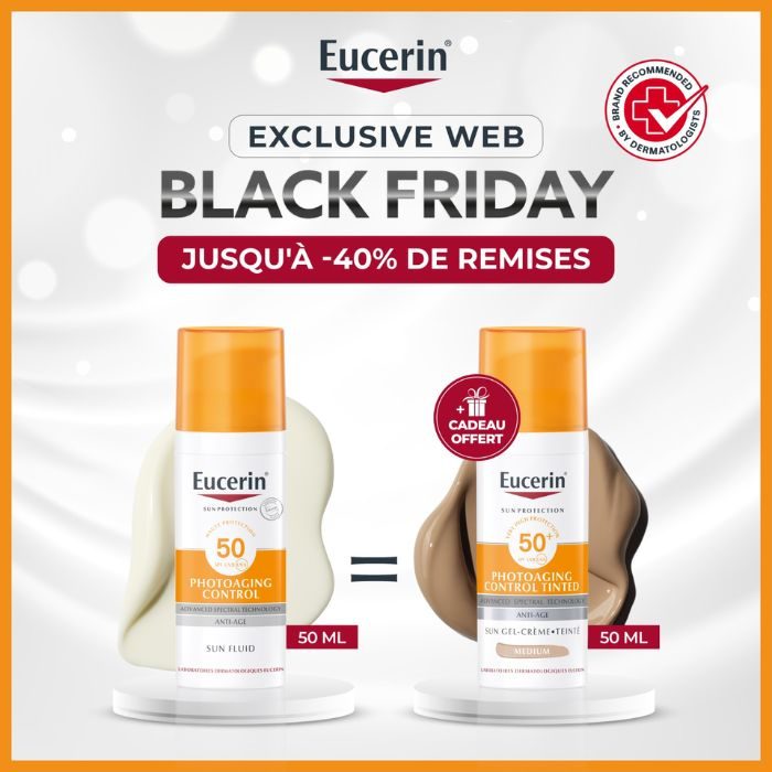 EUCERIN OFFRE WEB SUN FLUIDE ANTI AGE 50 ML + PHOTOAGING TEINTE MEDIUM 50ML OFFERT