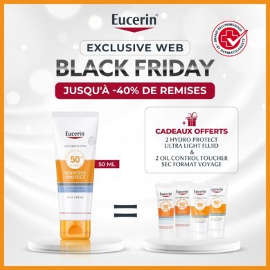 EUCERIN OFFRE WEB SUN SENSITIVE PROTECT CREME SPF50+ 50 ML + EUCERIN 4 FORMATS VOYAGE OFFERTS