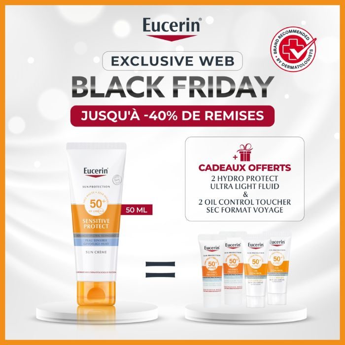 EUCERIN OFFRE WEB SUN SENSITIVE PROTECT CREME SPF50+ 50 ML + EUCERIN 4 FORMATS VOYAGE OFFERTS