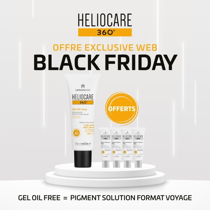 CANTABRIA OFFRE WEB HELIOCARE 360 GEL OIL FREE SPF 50+ + 4 FORMATS VOYAGE PIGMENT SOLUTION OFFERTS