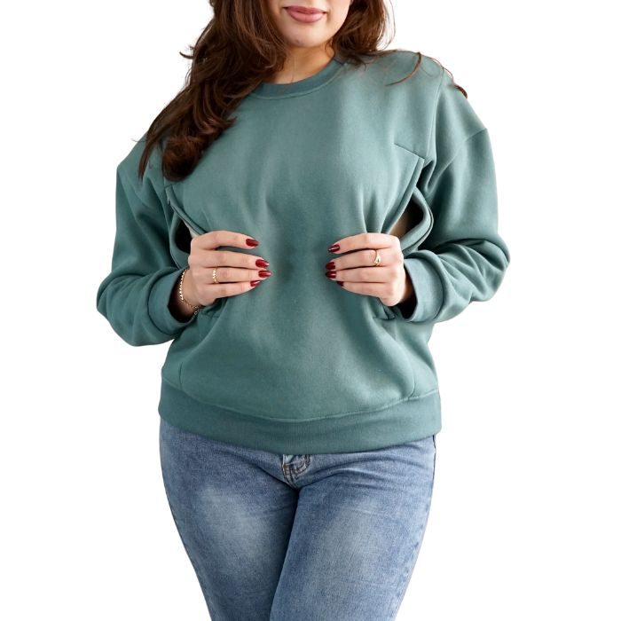 BAMBIDOU SWEAT D'ALLAITEMENT ET GROSSESSE VERT SAUGE