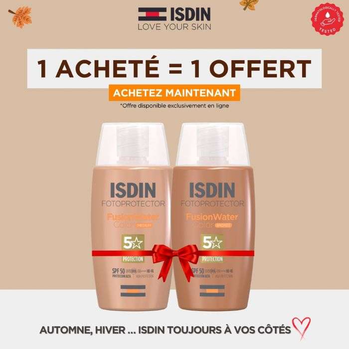 ISDIN OFFRE 1 ACHETE 1 OFFERT FOTOPROTECTOR FUSION WATER COLOR MEDIUM SPF50