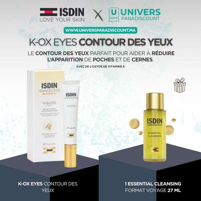 ISDIN OFFRE WEB K-OX EYES POCHES ET CERNES CREME 15 G + ESSENTIAL CLEANSING 27ML OFFERT