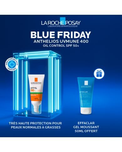 LA ROCHE POSAY OFFRE WEB ANTHELIOS UVMUNE400 OIL CONTROL INVISIBLE SPF50+ 50ML + EFFACLAR GEL MOUSSANT 50 ML OFFERT