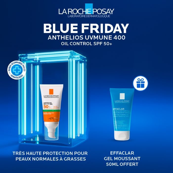 LA ROCHE POSAY OFFRE WEB ANTHELIOS UVMUNE400 OIL CONTROL INVISIBLE SPF50+ 50ML + EFFACLAR GEL MOUSSANT 50 ML OFFERT