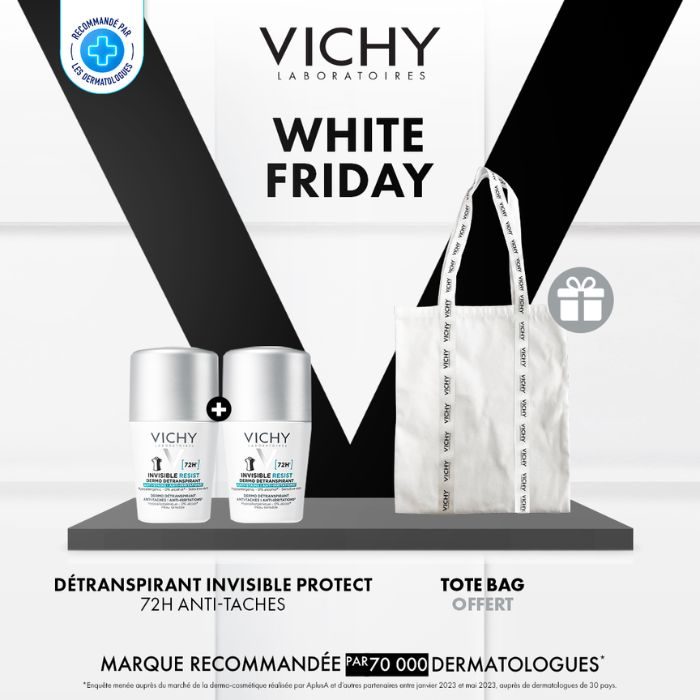 VICHY OFFRE WEB 2 DEODORANTS DETRANSPIRANT 72 H INVISIBLE FEMME 50 ML + TOTEBAG VICHY OFFERT