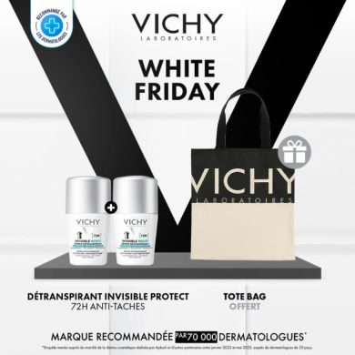 VICHY OFFRE WEB 2 DEODORANTS DETRANSPIRANT 72 H INVISIBLE FEMME 50 ML + TOTEBAG VICHY OFFERT