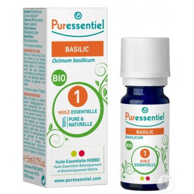PURESSENTIEL Huile essentielle bio Basilic - flacon de 5 ml PURESSENTIEL Huile essentielle bio Basilic - flacon de 5 ml
