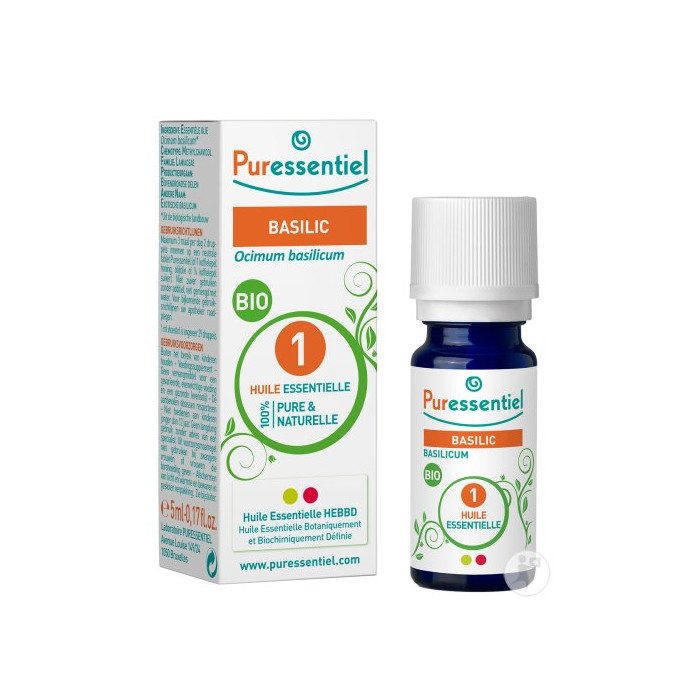 PURESSENTIEL Huile essentielle bio Basilic - flacon de 5 ml PURESSENTIEL Huile essentielle bio Basilic - flacon de 5 ml