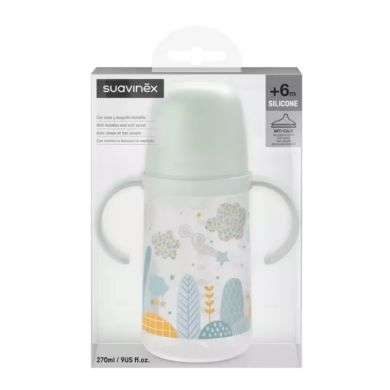 SUAVINEX BIBERON SILICONE AVEC ANSES ET BEC SOUPLE +6M 270 ML