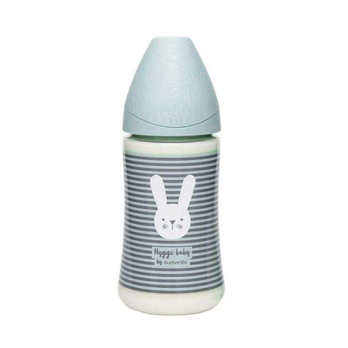 SUAVINEX PREMIUM BIBERON SILICONE AVEC TETINE RONDE 3 VITESSES +0M 270 ML 