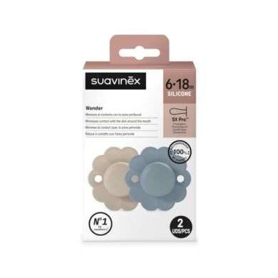 SUAVINEX WONDER SUCETTE SILICONE SX PRO 6.18M 2×PCS BLEU ET VERT