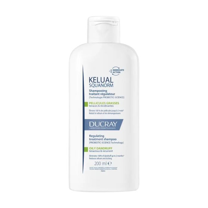 DUCRAY KELUAL SQUANORM SHAMPOOING TRAITANT REGULATEUR PELLICULES GRASSES 200ML