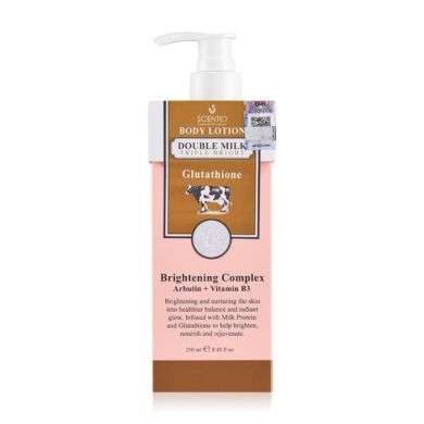SCENTIO BODY LOTION DOUBLE MILK TRIPLE BRIGHT GLUTATHIONE BRIGHTENING COMPLEX ARBUTIN + VITAMINE B3 250 ML