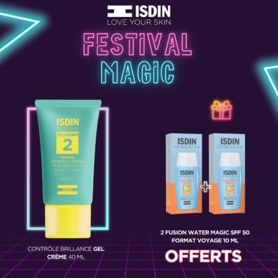 ISDIN OFFRE WEB TEEN SKIN ACNIBEN 2 GEL CREME POUR PEAUX GRASSE 40 ML + 2FUSION WATER MAGIC 10ML SPF 50 OFFERT
