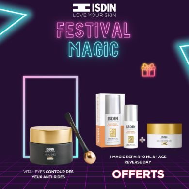 ISDIN OFFRE WEB ISDINCEUTICS VITAL EYES CONTOUR DES YEUX 15 ML+ 1 MAGIC REPAIR 10ML +AGE REVERSE DAY OFFERTS 