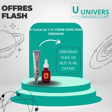 ERBORIAN OFFRE CC CREAME A LA CENTELLA DORE SOIN ILLUMINATEUR VISAGE SPF 25 45 ML + KUORA AMPOULE 2X2ML OFFERT